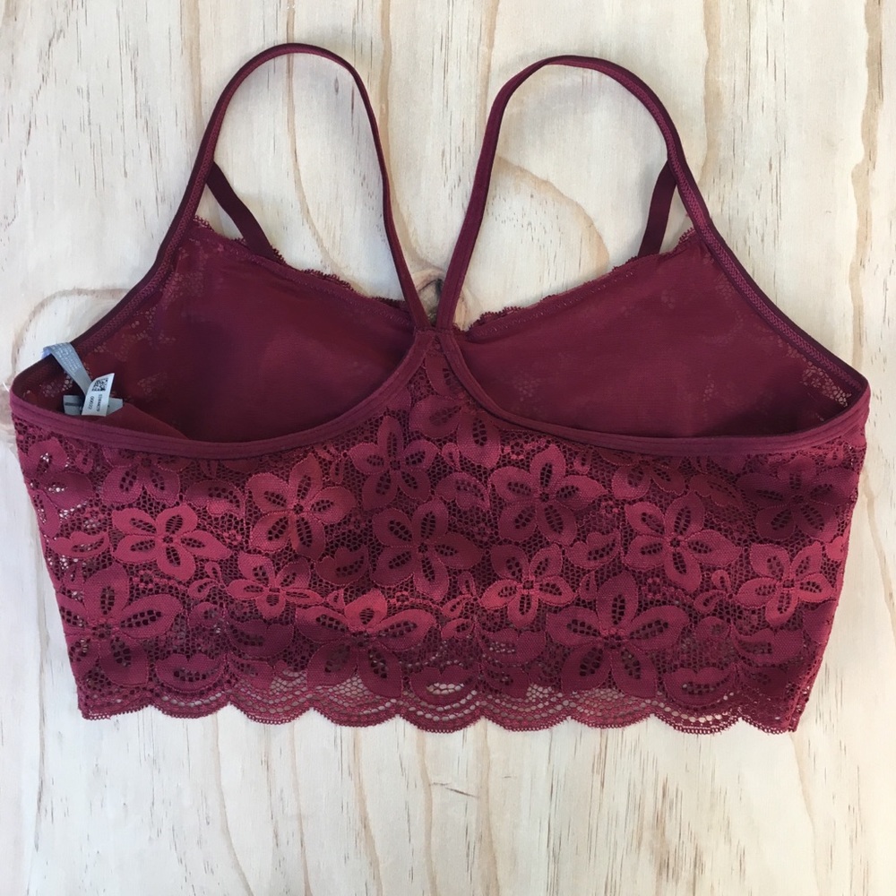 Aerie burgundy lace cropped corset bralette - Picture 4 of 4
